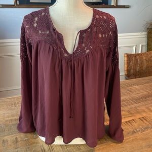 Abercrombie & Fitch Burgundy Lace Blouse